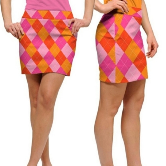 Loudmouth Dresses & Skirts - Loudmouth Pink Orange Argyle Golf Skort